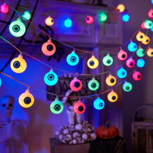 Halloween griezelige kleurrijke LED-ooglichtslinger | Meerkleurige gloeiende spookogen decoratie | Feest-/spookhuis-/escape r