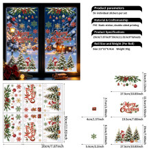 Große Weihnachtsfensteraufkleber – 56 doppelseitige, statisch haftende Aufkleber mit Baum, Schneemann und „Frohe Weihnachten