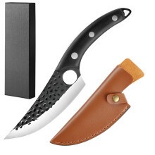 (Scheide schwarz) Allzweck-Küchenmesser, handgefertigtes Messer, Profi-Kochmesser, scharfes Fleischmesser mit edler Ledertasc