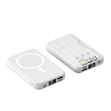 10000mAh Magnetische kabellose Powerbank mit 3 integrierten Kabeln, 22,5W Schnellladefunktion, kompakt und tragbar für iPhone