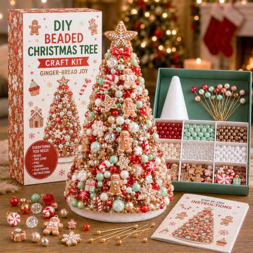 DIY-Weihnachtsbaum-Set mit Perlen – Handgemachtes Geschenk & Tischdekoration