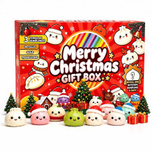 Fröhliche Weihnachten Geschenkbox – 24-tägiger Mochi-Squishy-Adventskalender, Kawaii-Dumpling-Fidget-Toys für Kinder und Erw