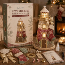 3D Vuurtoren DIY Kit – Lichtgevend kerstknutselwerk voor kinderen en volwassenen | Handgemaakte kerstdecoratie & kerstcadeau
