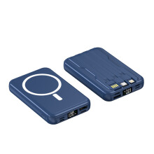 10000mAh Magnetische kabellose Powerbank mit 3 integrierten Kabeln, 22,5W Schnellladefunktion, kompakt und tragbar für iPhone