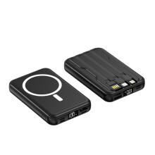 10000mAh Magnetische kabellose Powerbank mit 3 integrierten Kabeln, 22,5W Schnellladefunktion, kompakt und tragbar für iPhone
