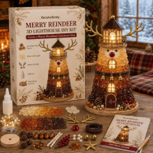 3D-Leuchtturm-Bastelset – Leuchtende Weihnachtsbastelei für Kinder und Erwachsene | Handgemachte Weihnachtsdeko & Geschenkid