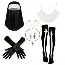 Nonnenkostuum, 6-delige nonnenoutfitsetvoorHalloweenkostuums, verkleedpartijen, cosplay, themafeesten