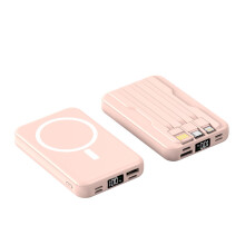 Batería externa magnética inalámbrica de 10000 mAh con 3 cables integrados, carga rápida de 22,5 W, compacta y portátil para