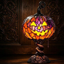 Lámpara de calabaza de colores recargable por USB | Lámpara de escritorio retro decorativa para Halloween | Decoraciones para