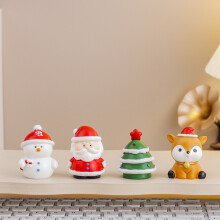Perfecte kerstcadeautjes en kleine cadeautjes voor in de kerstsok: set van 4 mini-kerstbeeldjes – bureaudecoratie | Kawaii h
