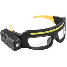 Linterna frontal LED con gafas de seguridad, 5 modos, linterna frontal brillante recargable, resistente al agua, sensor de mo