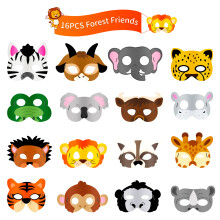 16 piezas de máscaras de animales para fiestas temáticas de safari en la jungla, disfraces de animales, artículos y decoracio