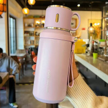 Botella de agua isotérmica de 600 ml con tapa tipo vaso y colador de té – Termo de acero inoxidable 316 con asa y correa por