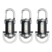 2-in-1 zaklamp en powerbank: Mini sleutelhangerslamp met multifunctionele verlichting voor buitenactiviteiten zoals kamperen