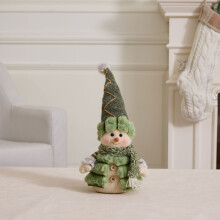 Muñeco de peluche de elfo navideño y muñeco de nieve de 38 cm (15x10x38 cm) - Decoración navideña tejida en verde, animal de