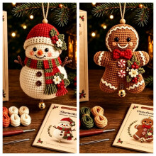 Tee-se-itse-jouluvirkkaussetti – Lumiukko- ja piparkakkuukkokoristeet | Käsintehdyt joulukuusenkoristeet ja sukkatäytteet |