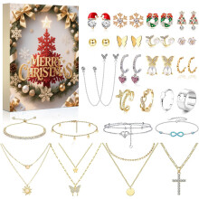 Weihnachtliches Schmuck-Geschenkset – über 20 Teile mit Halsketten, Ohrringen und Armbändern | Elegante Weihnachtsüberraschu
