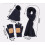 Conjunto de inverno de 3 peças em tricô – gorro com forro de lã, cachecol comprido e luvas com palma em camurça compatíveis 2