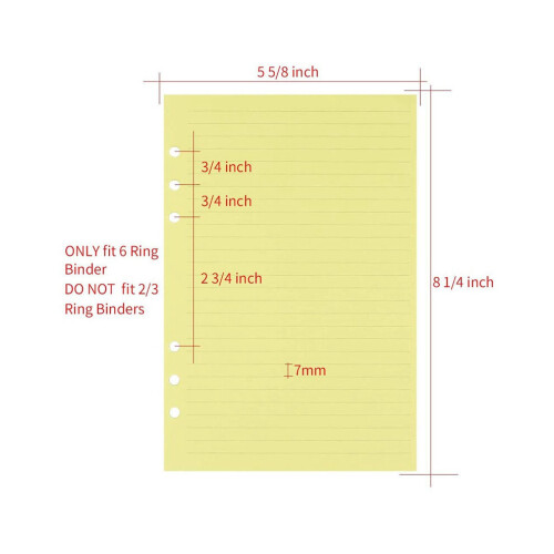 A5 Colorful 6-Hole Refill Inserts for Organizer Binders, 50 Sheets 1