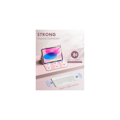 Capa protetora compatível com o iPad de 11ª geração (A16) e 10ª geração, com teclado Bluetooth destacável, compartimento para 2