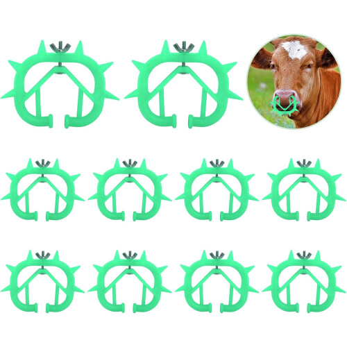 10Pack Calf Weaner Adjustable Thickened Spiked Plastic Cow Nose Ring Weaner