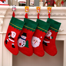 Calcetines navideños – paquete de 4 – Papá Noel, muñeco de nieve, reno – tela no tejida, diseños aleatorios