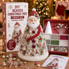 Kit fai da te per albero di Natale con perline - Babbo Natale vintage - Regalo fatto a mano e decorazione da tavola