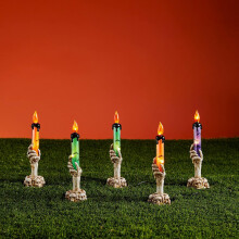 A set of 5 Halloween Skeleton Candlestick Lights Garden Decoration ，with Battery 46cm Outdoor Use