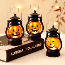 3 Pack Halloween Lanterns, Kid's Handheld Pumpkin Lantern, Halloween Led Pumpkin Lights, Vintage LED Candle Wind Lamp, Hallow