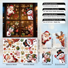 Große Weihnachtsfensteraufkleber – 48 doppelseitige, statisch haftende Aufkleber mit Weihnachtsmann, Schneemann, Rentier und