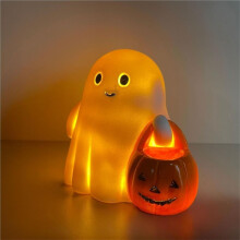 2er-Set kreatives Halloween-Geschenk: Niedliche Geisterfigur mit leuchtendem Kürbis und LED-Beleuchtung | Gemütliches, warme