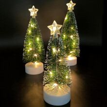 3 Pcs Tabletop Christmas Tree with Lights Mini Artificial Xmas Tree with LED String Lights Christmas Party Decoration Miniatu