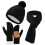 Conjunto de inverno de 3 peças em tricô – gorro com forro de lã, cachecol comprido e luvas com palma em camurça compatíveis 1
