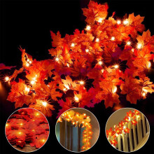 Decorações de Outono, Luzes de Fada, 30 Luzes de Folha de Bordo, Luzes de Jardim, Luzes Externas, Guirlanda de Outono, Decora