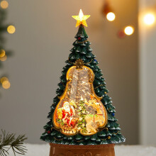 Christmas Tree Snow Globe Lantern with Swirling Glitter (13x7x26cm) - Lighted Musical Water Snow Globe Santa Figurine, Batter