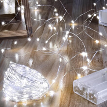 Luzes de fada de 5m com 50 LEDs, alimentadas por bateria, fio de cobre [Classe Energética G]