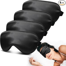 Confezione da 4 mascherine per dormire in seta, maschera oscurante per gli occhi con cinturino regolabile