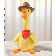 Cowboy Yellow Duck Plush Toy | Rechargeable Singing, Dancing & Talking | 120 Songs + Recording + Glowing | Birthday & Christm