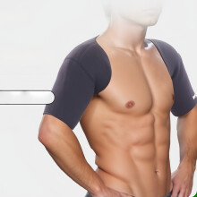 Supporto per spalla taglia L, monopezzo, nero, unisex, fascia elastica compressiva traspirante antiscivolo.