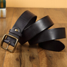 Cinto masculino em couro legítimo com fivela de latão – 110 cm, em couro bovino de flor integral, ideal para usar com jeans