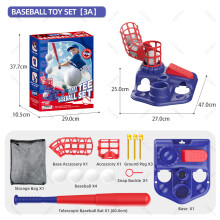 Set da baseball per bambini con lanciatore automatico – Non necessita di batterie, lancio a pedale | Include mazza, 4 pallin