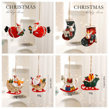 Conjunto de 8 Mini Enfeites de Natal – Perfeitos para Lembrancinhas de Natal, Decorações de Resina para Pendurar (Papai Noel