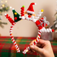Kit com 6 Tiaras de Natal LED DIY – Tiara com Gorro de Papai Noel Iluminado, Árvore de Natal e Estrelas para o Cabelo, Lembr