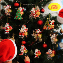 Decoração festiva para árvore de Natal e lembrancinhas - Conjunto de enfeites de Natal 2D com Papai Noel - Decorações planas