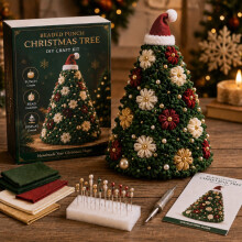 Kit de manualidades navideñas de fieltro para hacer flores: árbol de Navidad en 3D y adorno de muñeco de nieve | Decoración n
