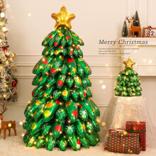 Conjunto de Árvore de Natal Verde Empilhável | 3 Luzes Quentes de 2m + Bomba de Ar Inclusa | Decoração de Árvore de Natal Inf