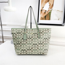 (Green) Simple open old flower tote bag