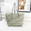 (Green) Simple open old flower tote bag 1