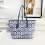 (Blue) Simple open old flower tote bag 1