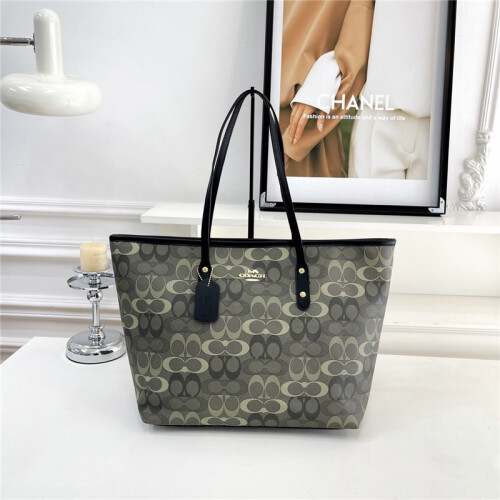 (Black) Simple open old flower tote bag
